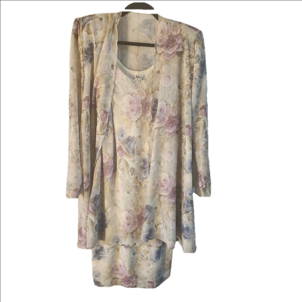 NWT Vintage Marshall Field's Patra Sz 8 Floral‎ Cloud Dress With Matching Wrap